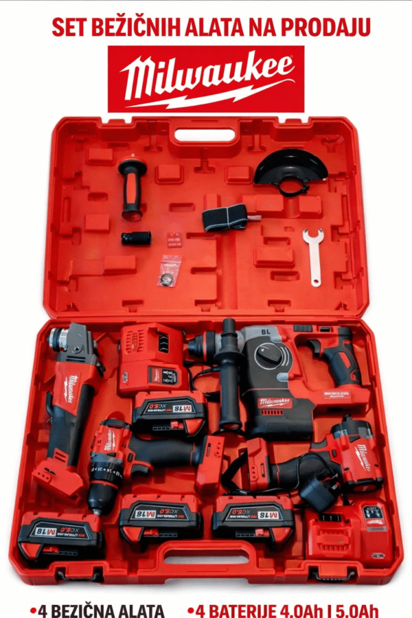 Aku set Milwaukee 4u1 4 baterije M18 5.0Ah