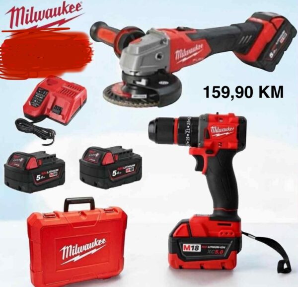 Milwaukee set 2u1 brusilica i bušilica sa 2 baterije